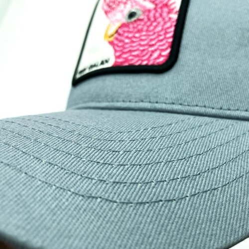 Senro Vientian Animal-Themed Trucker Hat with Polycotton Sweatband & Embroidered Patch, Color Clash Design (E, Parrot, Gray & Pink)