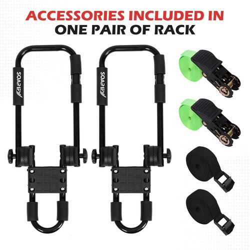 Soarify Folding Kayak Roof Rack Premium J-Bar for Canoe Carrier SUP Paddle Surfboard Mount on Car SUV and Truck Crossbar (1 Pair)