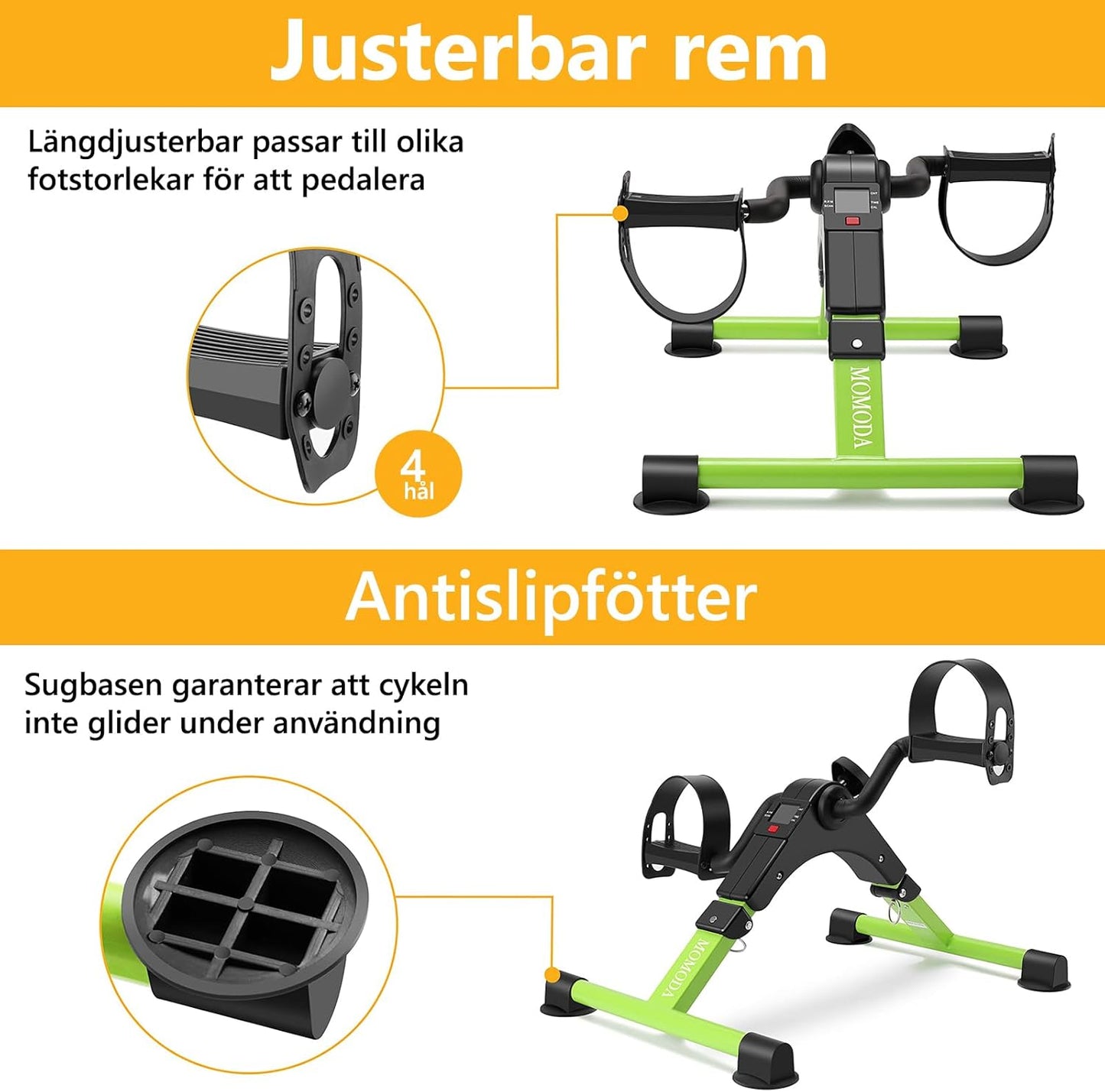 Pedal Exerciser Desk Exercise Bike Leg and Arm Bike with LCD Monitor Foldable (black/green)