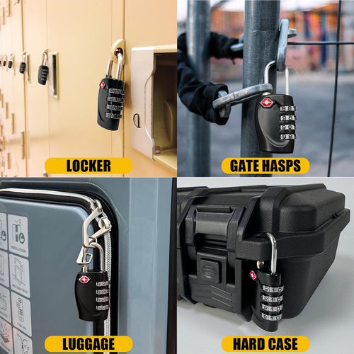 4 Pack TSA Approved Gun Case Locks for Pistol Case, 4 Digits Travel Locks Small Tool Box Combo Lock Combination Padlocks for Gun Cases/Luggage/Firearm Air Travel Cases, Small Dial Zipper Pad Lock