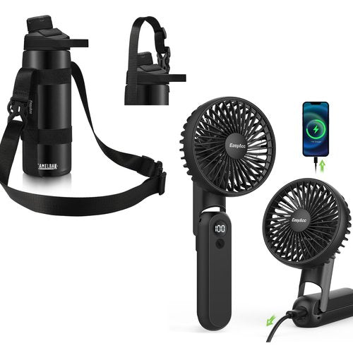 EasyAcc Portable Handheld Fan,4000 Battery Portable Fan for Travel and EasyAcc Water Bottle Handle Shoulder Strap, for 12oz - 64 oz