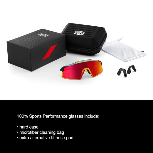 100% AEROCRAFT Sunglasses - Scratch-Resistant Lens - Lightweight and Durable Sunglasses for Outdoor Sports - Soft Tact Black, HiPER Red Multilayer Mirror