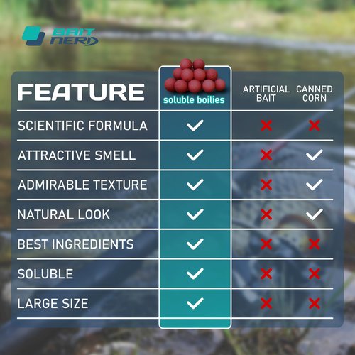 Bait Nerd 30pcs, 16mm, Strawberry Natural Premium Soluble Boilies | Carp Fishing Bait | for Hair Rig, Chod Rig, Flat Feeder | Carp, Buffalo, Catfish (Strawberry)