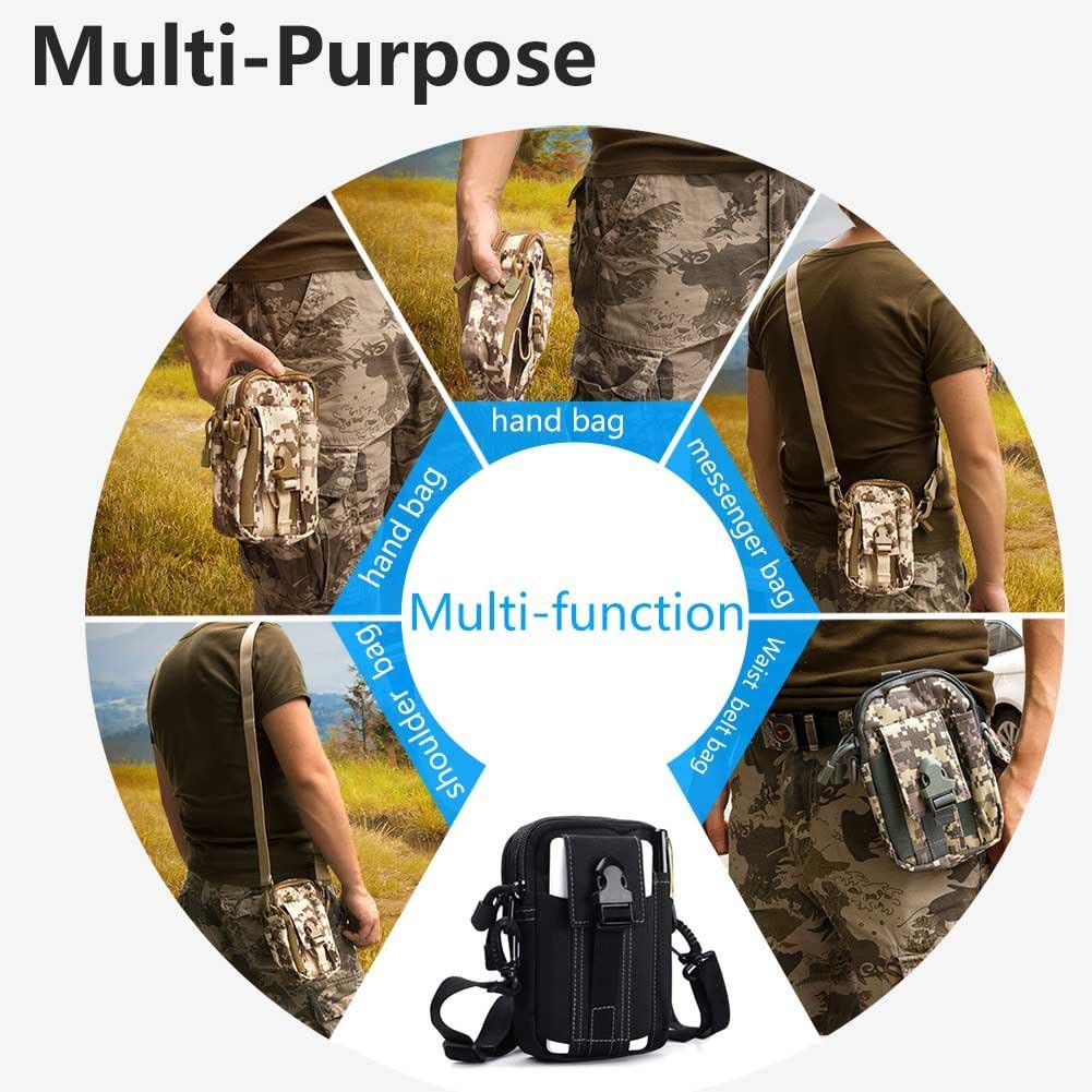ofone Small Tactical Molle Pouch, Military Waist Pouch EDC with Smartphone Holster Holder Utility Gadget Belt Bag for Outdoor