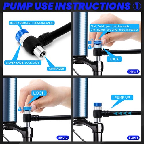 Gylbuz High Pressure Shock Pump: Bike Shock Air Pump with Gauge 400 PSI for Front Fork and Rear Suspension for Mountain Road Bicycle Fits Schrader Valve