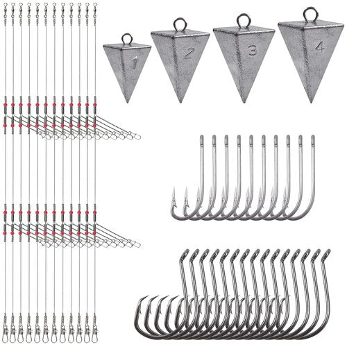 Surf Fishing Tackle Kit Surf Fishing Rigs Double Hook Bottom Rigs Hi-Lo Rig Fishing Leader Rig Pier Fishing Catfishing Bottom Fishing Beach Ocean Saltwater Fishing Rigs