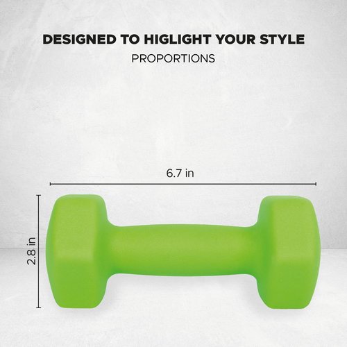 X-RUSH Neoprene Dumbbell 5lbs Hand Weights, Sets of 2 with Multiple Weight Options, Hexagon Non-Slip Weights for Home Gym Yoga Pilates Workout - Green