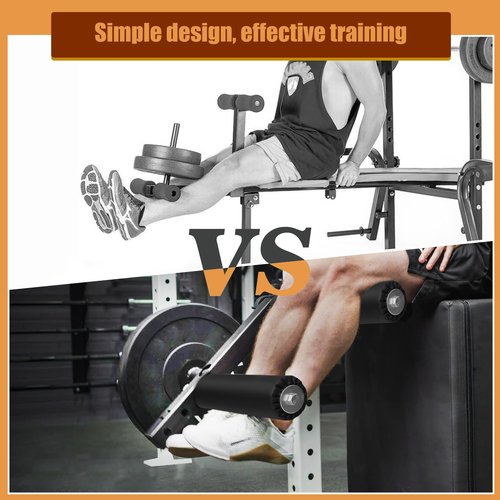 Power Rack Mounted Leg Extension and Curl Machine – 1.02in & 0.71in Hole Compatible, 8-Position Adjustable Seated Leg Trainer with 175lbs Capacity, Squat Rack Attachment