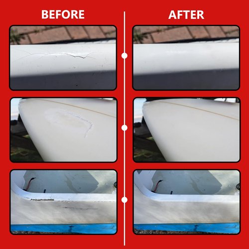 Marine Fiberglass Repair Kit, 100ml White Gel Coat Repair Kit for Repairing Cracks, Holes, Chip in Boat, Jet Ski, Yacht, Surfboard, Sturdy and Waterproof Fiberglass Filler for Tile, Acrylic, Ceramic
