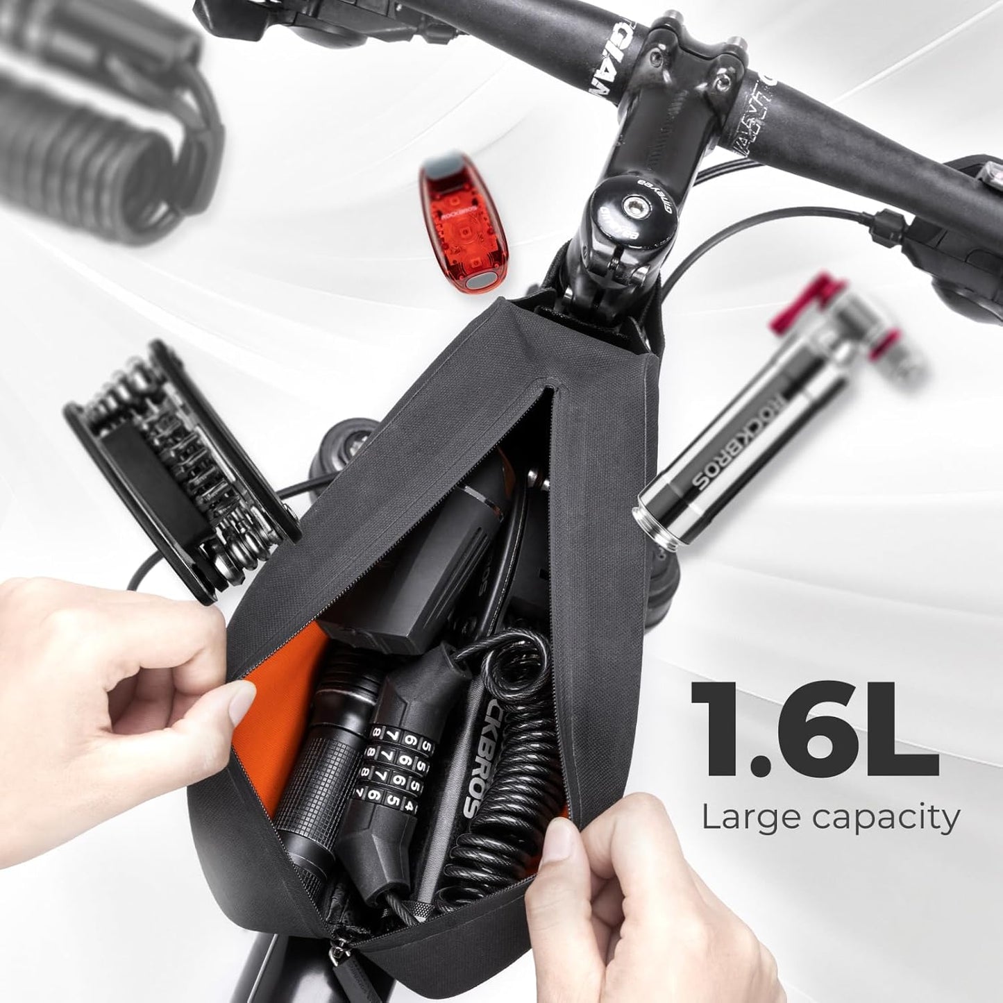 ROCKBROS Bike Top Tube Bag Bicycle Front Frame Bag Waterproof Bike Pouch Pack/Phone Bag Cycling Accessories Pouch for Mountain Road Bike Medium