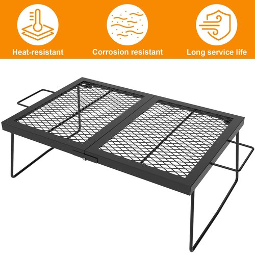 "Folding campfire Grill Cooking Racks Campfire Grate Over Fire Pit, Fireplace Cooking Grate Fire grill Grate for Camping, Grill Grate Over the Fire Cooking Equipment Camping Accessories for Outside"