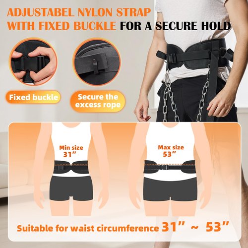 PYURIFAI Dip Belt - 3IN1 Versatile Weight Lifting Belt,Thicker and Widerer Lifting Belt with Superior Support for More Weight, Adjustable Hip Thrust Belt with Fixed Buckle for Secure Hold