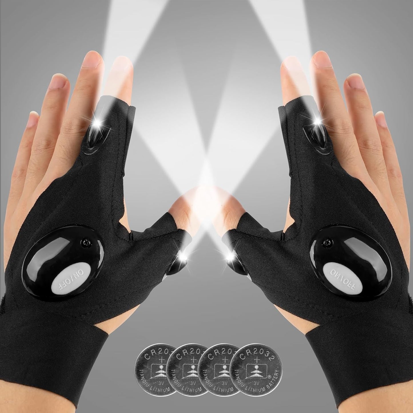 Mylivell Handsfree LED Flashlight Gloves, Fathers Day dad Gifts for Fishing dad, Camping Flashlight Gadgets for Men, Gloves with Lights for Working on Cars, Handy Mens Gifts, Mens Tools Gifts