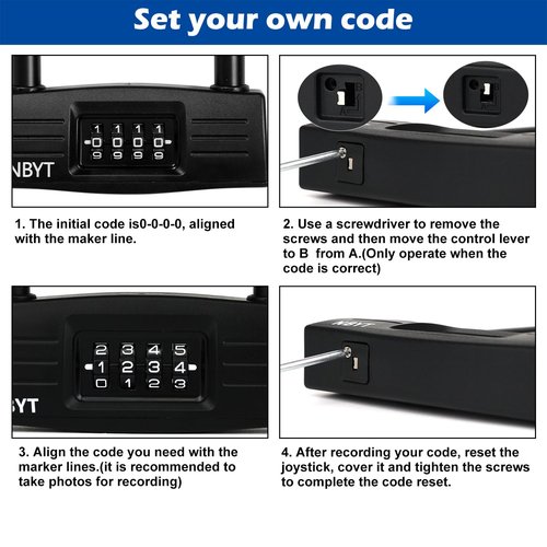 Lawnize Bike Lock u Lock Combination,Resettable Code,Long Shackle,Heavy Duty Padlock for Bicycle, Scooter,Motorcycles, Metal Fence Gate,Pool Door,Anti Theft.