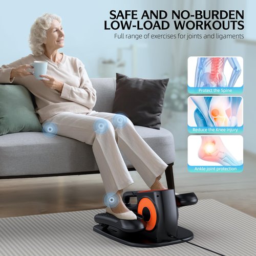 DUREXO Under Desk Elliptical, Ellipse Leg Exerciser While Sitting for Seniors, Quiet Portable Electric Seated Pedal Exerciser with Remote Control and 12 Adjustable Speeds for Home Office