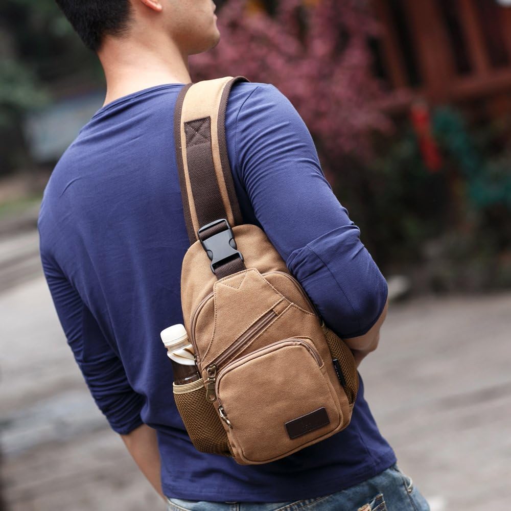 Sling Bag Pack Canvas Shoulder Sling Backpack Small Crossbody Chest Bag for ipad mini