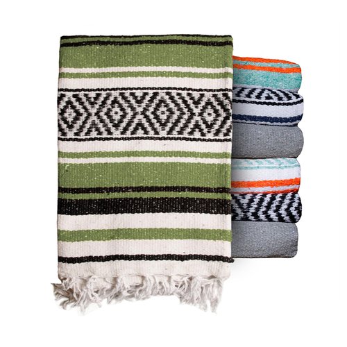 $averPak BodyForge Authentic Mexican Falsa Yoga Blanket (Green/Black/White)