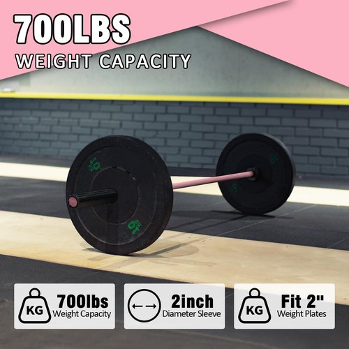 PROOFGOLD 6.6ft Olympic Barbell Bar 35Lb(15kg) Barbell,Bench Press Bar for Squats and Deadlifts,Olympic Weight Bar for Home Gym,Womens barbell(2inch),700LB,Black&Pink