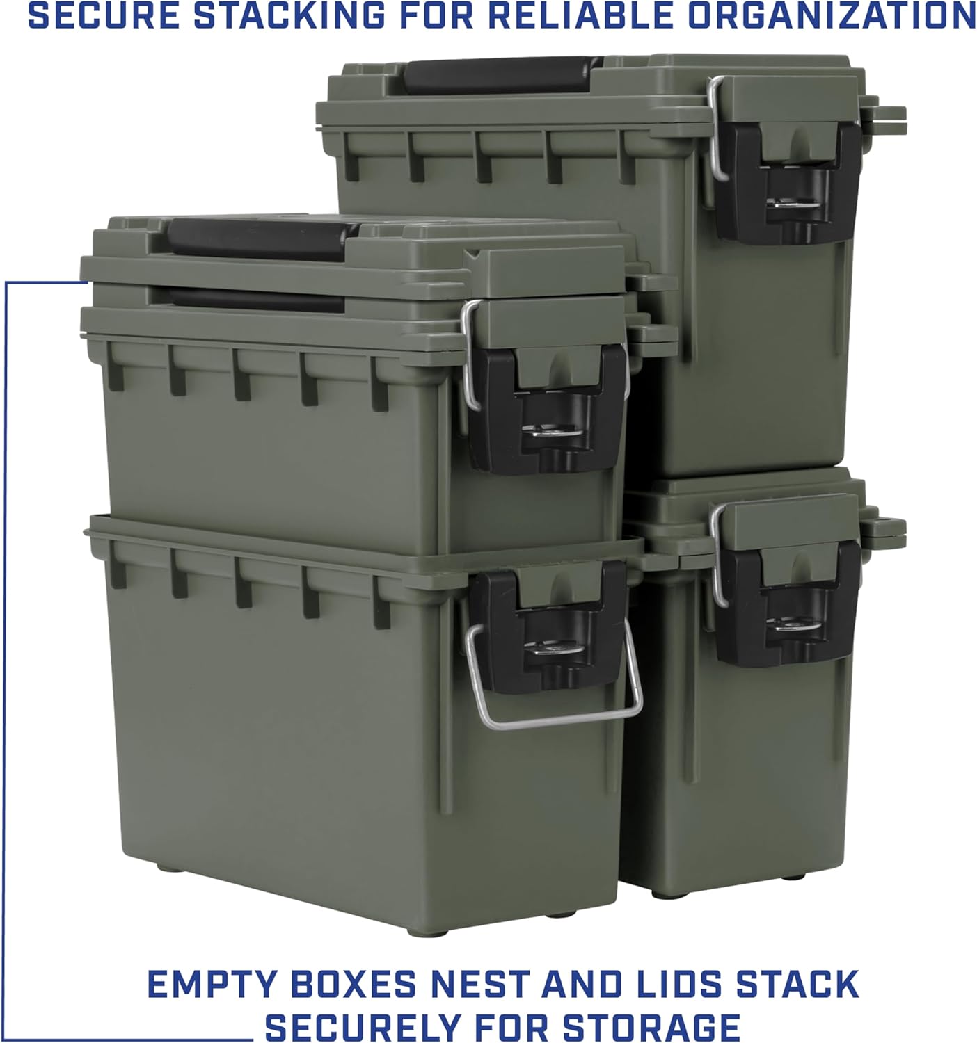 Sheffield 12629 Ammo Storage Box, Stackable .30 Cal Field Boxes, Water and Dust Resistant, Lockable Storage Box with Handle, Secures Hunting Gear, Supplies, and Bullets, Made in USA, Black, 1-Pack