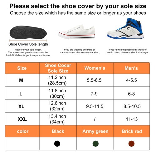 Rain Shoe Covers Waterproof Rain Boot Shoe Cover for Men and Women (Green, XXL)