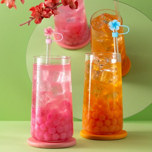 4 Pack Flowers Straw Cover for Stanley 40 30 Oz Cup Accessories - Summer Silicone Straw Covers Cap, Hawaii Topper Protector Lid Compatible With Water Bottle