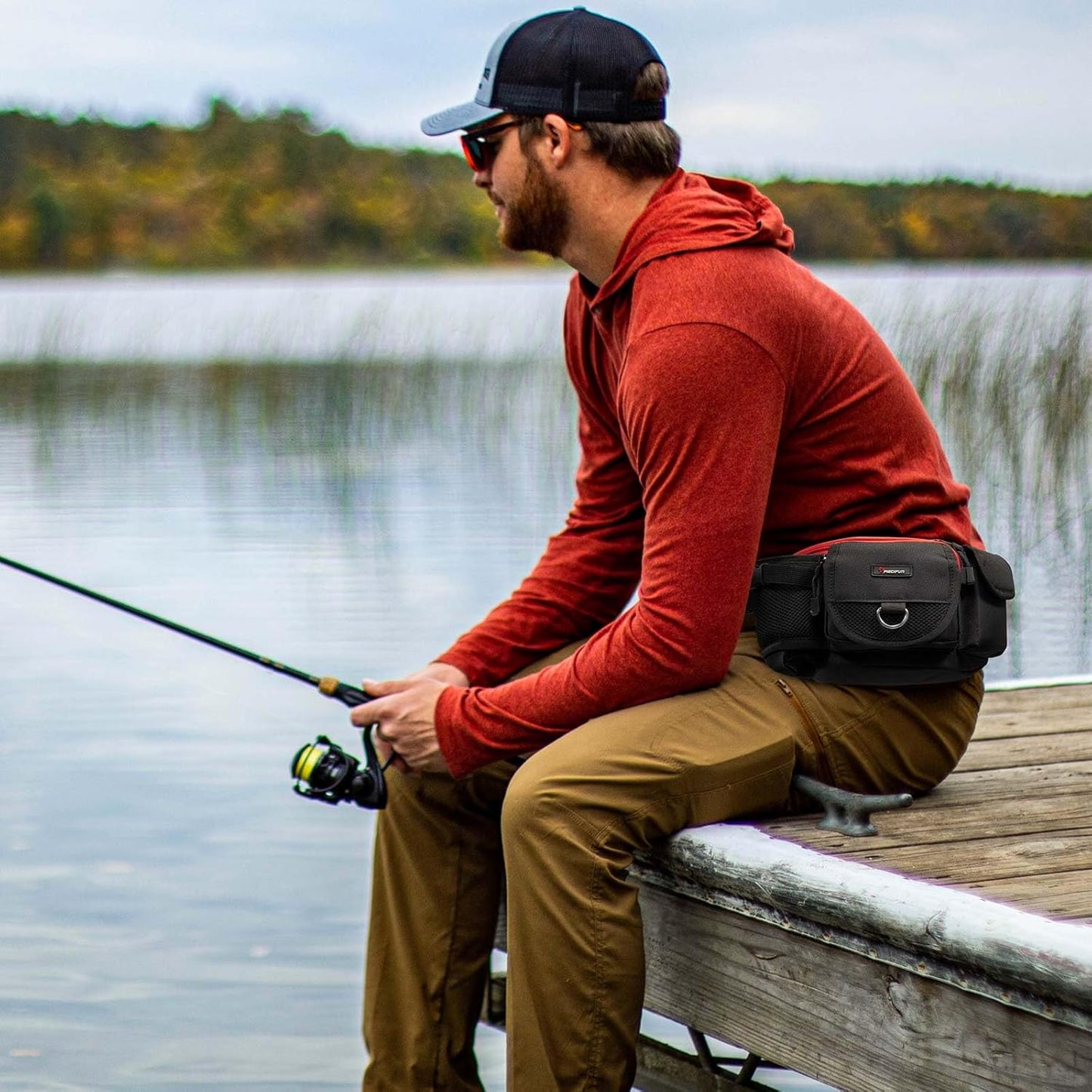 Piscifun Fishing Fanny Tackle Bag with Adjustable Waist Strap, Small Fishing Bag
