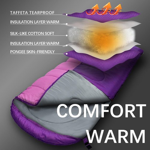 WKFAMOUT 0 Degree Sleeping Bags Waterproof with Fleece Liner XL for Adults Machine Washable Cold Weather Sleeping Bag with Compression Sack for 4 Season Camping