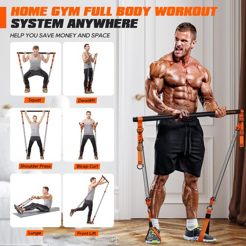 KUTIZE Pilates Bar Kit with Resistance Bands, Heavy Duty Pilates Equipment for Men, Strength Training Bar for Legs, Hip, Back, Arm, Abs, Chest, Shoulders, Portable Home Gym Full Body Workout Equipment