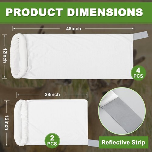 Reallnaive 6 Pack Game Bags Hunting for Meat 4 Pcs 48 x 12 Inch and 2 Pcs 28 x12 Inch Elk Game Bags Meat Freezer with Reflective Strip Reusable Drawstring Hunting Gear for Elk Caribou Moose Deer