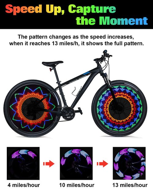 Zacro Bike Wheel Lights, 2 Pack Upgraded Rechargeable LED Tire Glow, 32 Safety - Bright Patterns for Spokes, Ideal for Kids & Adults, Waterproof Rim Accents for Night Cycling