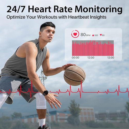 Smart Watch for Men, Running Watches for Men, Fitness Activity Tracker Watch, Dail Call 150+ Sport Modes Step Calorie Counter Pedometer Heart Rate Sleep Tracker, 1.4" Black Round