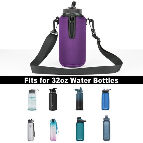 Beautyflier 2pcs Neoprene Water Bottle Sleeve Insulator Cooler, Compatible with 32oz Nalgene Water Bottle, Prevents Condensation, Insulates Beverages Bottle Holder Sleeve for Backpacking, Hiking, Gym