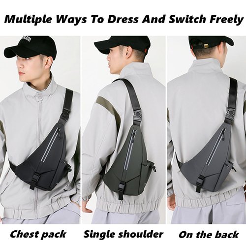 CLOLCKQ Anti Theft Sling Bag Chest Shoulder Backpack for Men Women Crossbody Bags Casual Daypack for Travel Running Hiking Camping Bicycle Sport (1-Black)