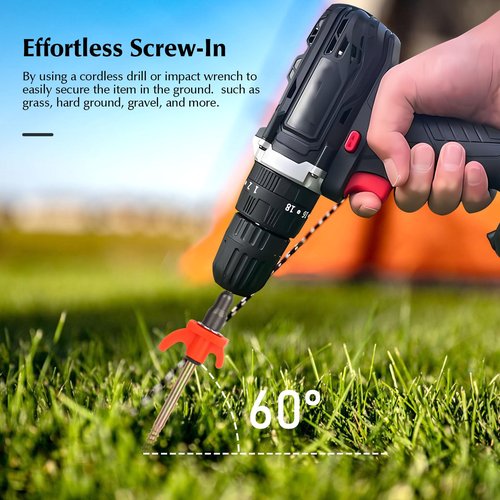 Tent Stakes Heavy Duty, 10 psc, 8 Inch Screw in Camping Stakes, Anti-Rust Canopy Stakes, Sturdy Ground Stakes with Tools, Metal Tarp Stakes Puller Inclueded