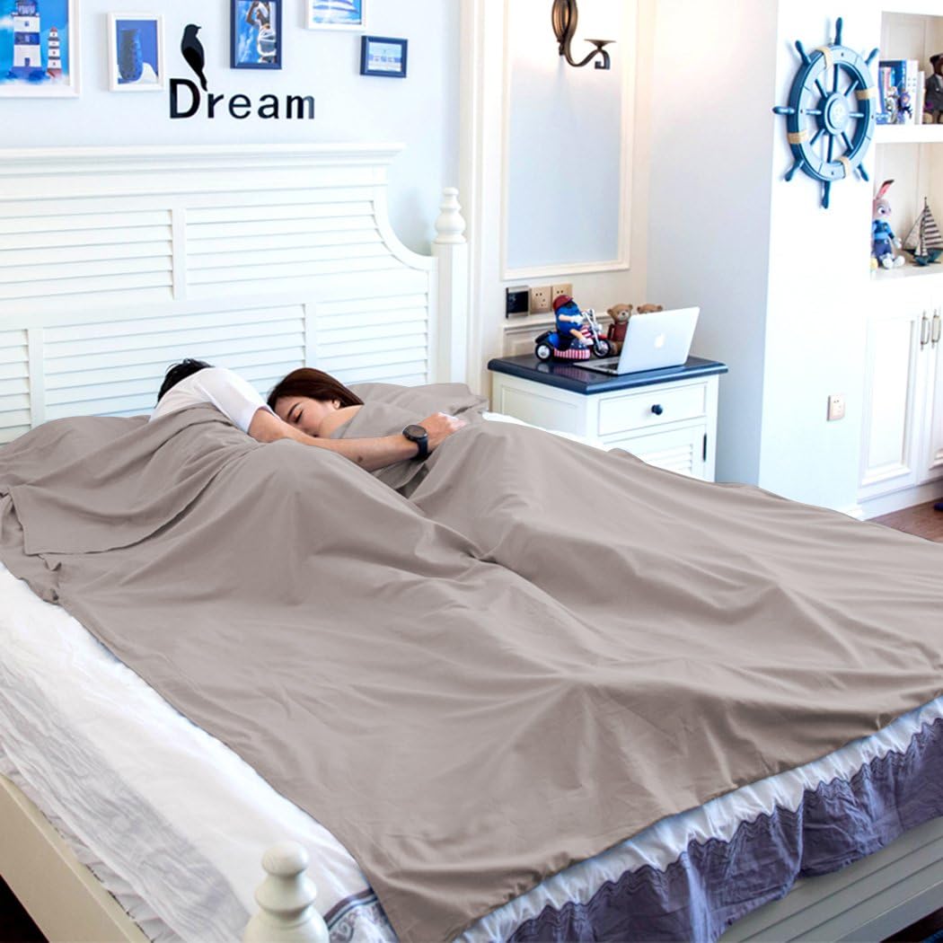 Sleeping Bag Liners Lightweight Travel Camping Sheet Sleep Bag Liner Adults Lightweight Warm Weather Hotel Compact Portable Sleeping Sack Indoor Outdoor Hostels Traveling Backpacking Hiking Blankets