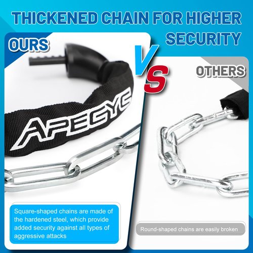 APECYC Bike Locks Heavy Duty Anti Theft, 5 Digit Combination Bike Chain Lock, 4FT Security Bicycle Lock Hardened Steel Square Chains for Bicycle, E-Bike, Motorcycle, Scooter, Gate