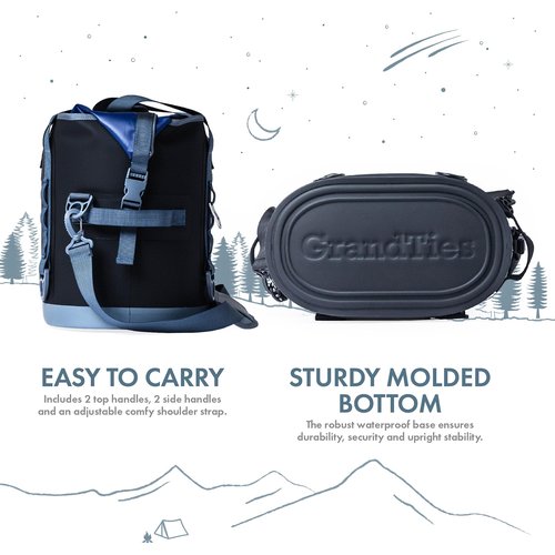 GrandTies 40 Can Portable Soft Cooler Bag - High-Performance Large Cooler - Leak Proof Waterproof Insulated Cooler Bag - Portable Ice Chest for Outdoor, Fishing, Beach, Travel, Camping (Black)