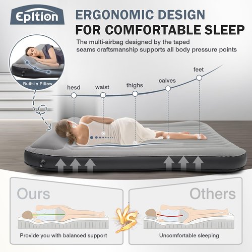 Epltion Tesla Cybertruck Bed Air Mattress with Pump-Custom Fit for 2024-2025 Cybertruck Accessories Mattress Portable for Home,Tent,Camping & Guests, Travel,-800lb Weight Capacity