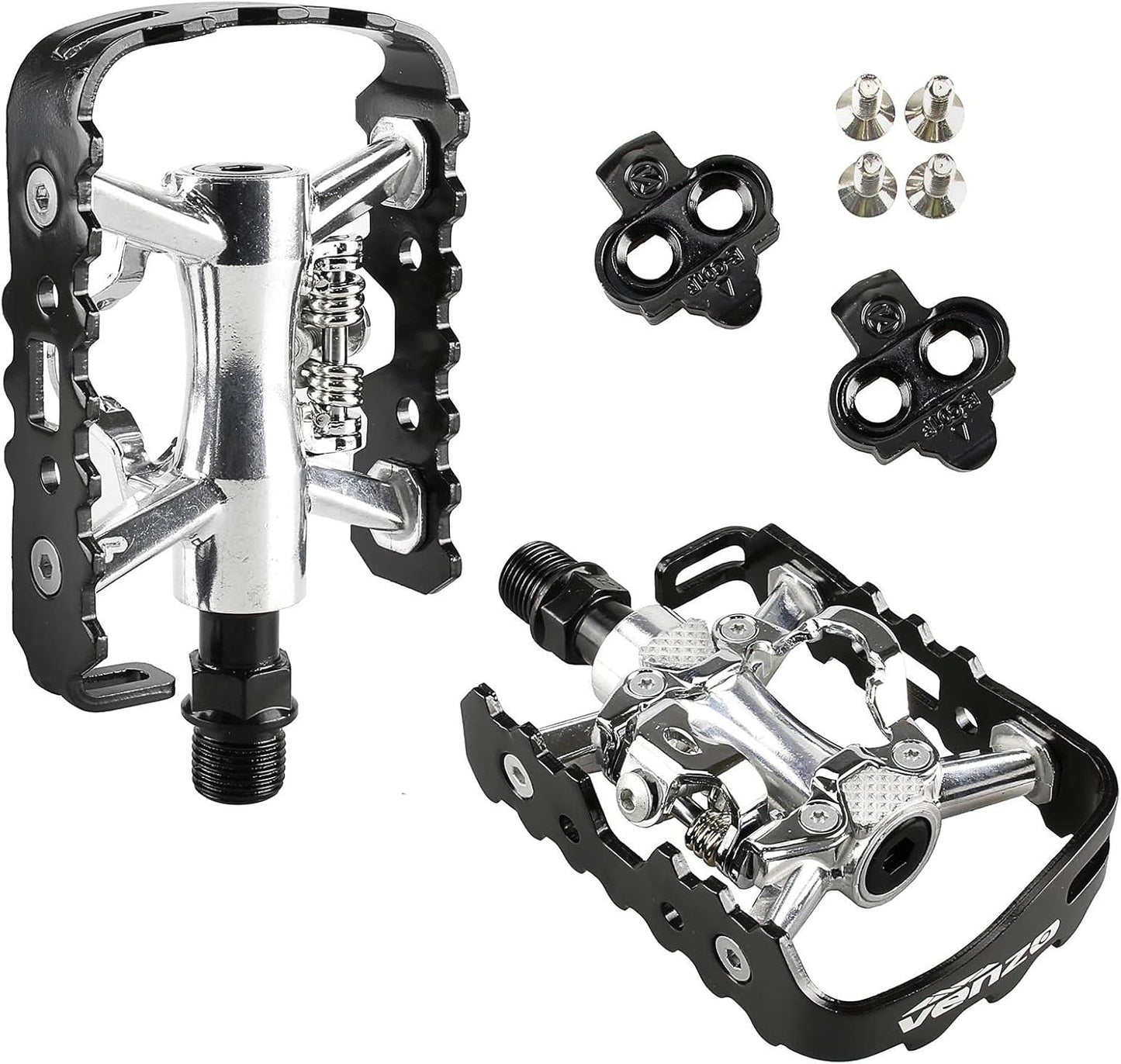 Venzo Multi-Use Compatible with Shimano SPD Mountain Bike Bicycle Sealed Clipless Pedals - Dual Platform Multi-Purpose - Great for Touring, Road, Trekking Bikes