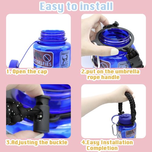 LUTQ 2 Packs Cap Strap for 32oz Wide Mouth Nalgene Bottles - Durable Paracord Strap with Aluminum Alloy Safety Buckle - Handle Compatible with Nalgene - Nocturnal Black