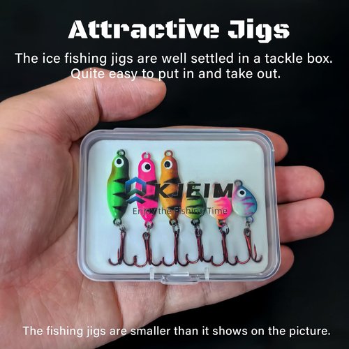 Ice Fishing Jigs Luminous Ice Fishing Lures Glowing Jig Gear Winter Fishing Jigging for Crappie Pike Panfish Walleye Perch Bluegill 6pcs/20pcs (A-6PCS)