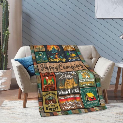 VMREAYR Cool Camping Gifts for Women, Camping Blanket 60" X 50", Woman Camping' Gift Camper Decor, Camp Blanket, Camping' Stuff, Camping's Decor for Camper, Blankets Gifts for Camping Lover