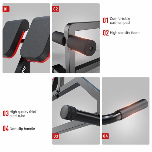 PASYOU Roman Chair, Adjustable Hyperextension Bench 5 Levels Multifunctional Roman Bench 350LBS Load Back Extension Bench Machine for Glute Hyper Extension Bench Reverse Hyper Machine ab Bench at Home