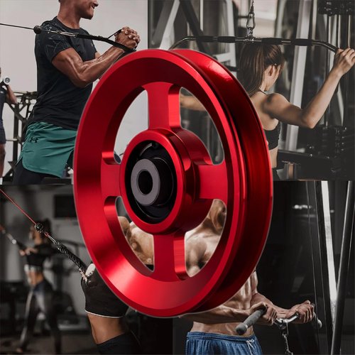 Gueiddi Aluminum GYM Pulley Wheel, Universal Aluminum Alloy Bearing Pulley Wheel for Cable Machine Gym Equipment Part Garage Door (Red 88-90mm)