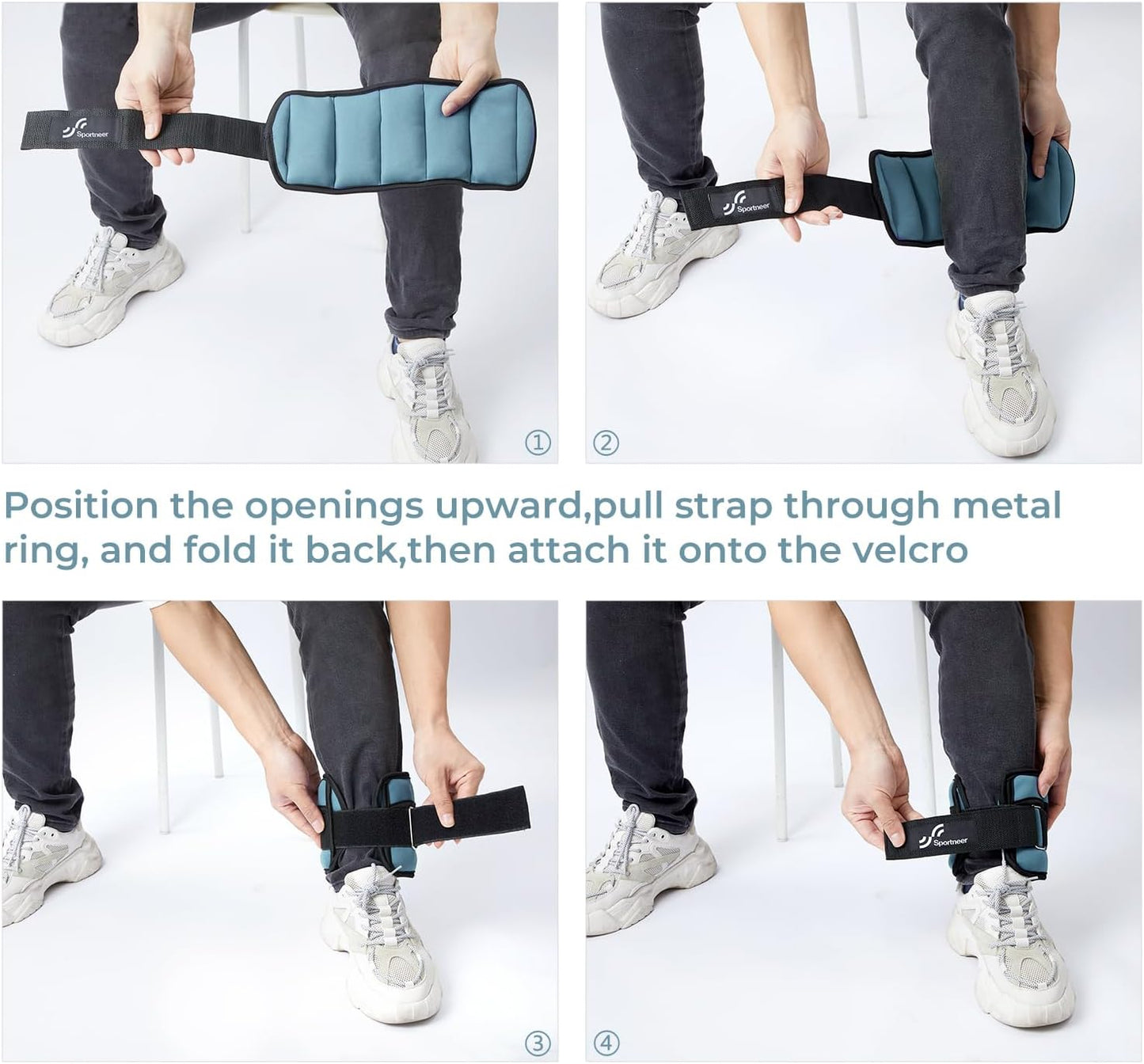 Sportneer Adjustable Ankle Weights for Women and Men 7 lbs/Pair Adjustable Leg Weights with Secure Straps, Strength Training Weighted for Yoga, Walking, Running, Aerobics, Gym, Physical Therapy
