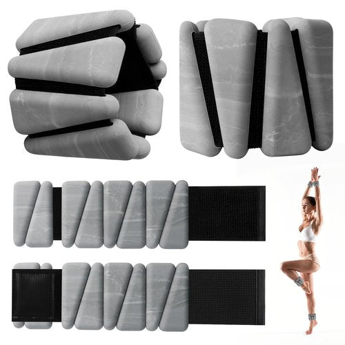 Wrist Weights Set of 2, Adjustable Wrist and Ankle Weights for Women and Men(1Lbs Each), 2lb Wearable Silicone Weighted Bangles, Fits for Yoga, Pilates, Home Gym, Dance, Swimming, Jogging, Cardio, Strength Training (Dark Grey)