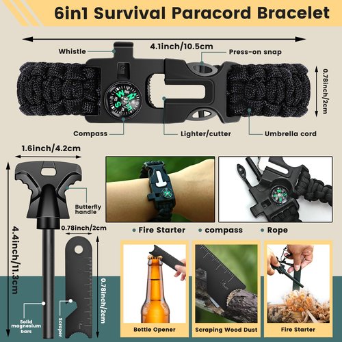 Survival kit,16 in 1 Professional Survival Gear Tool kit, Camping Gear, Camping Essentials, for Father's Day, Christmas, Hiking, Hunting