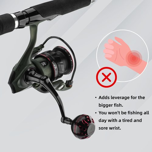 GOMEXUS Power Handle for Abu Garcia Revo Zata Spinning Reel (Black Red)