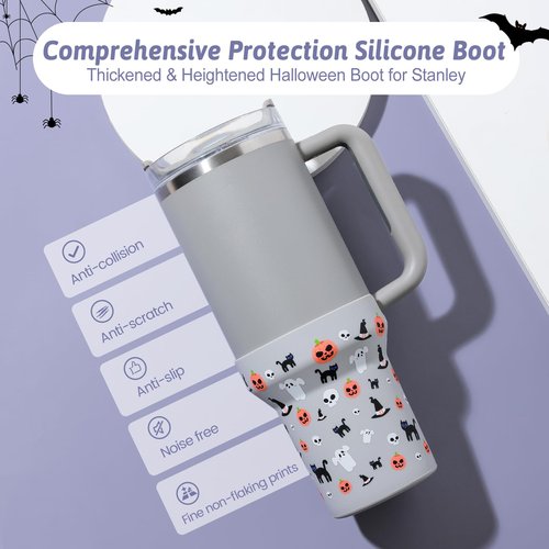 Thxbag Silicone Boot for Stanley Cup 30oz&20oz, Halloween Boot Sleeve Cover Fit with Stanley H2.0 and Quencher Adventure Tumbler Accessories (Cream, 30oz&20oz)