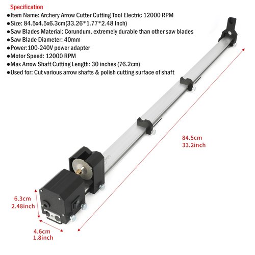 ZSHJGJR Archery Electric Arrow Cutter Saw 12000 RPM Electric Reciprocating Saw Adjustable Arrow Shaft Cutting Tool with Corundum Saw Blades for All Kinds Arrow Shaft DIY Accessory